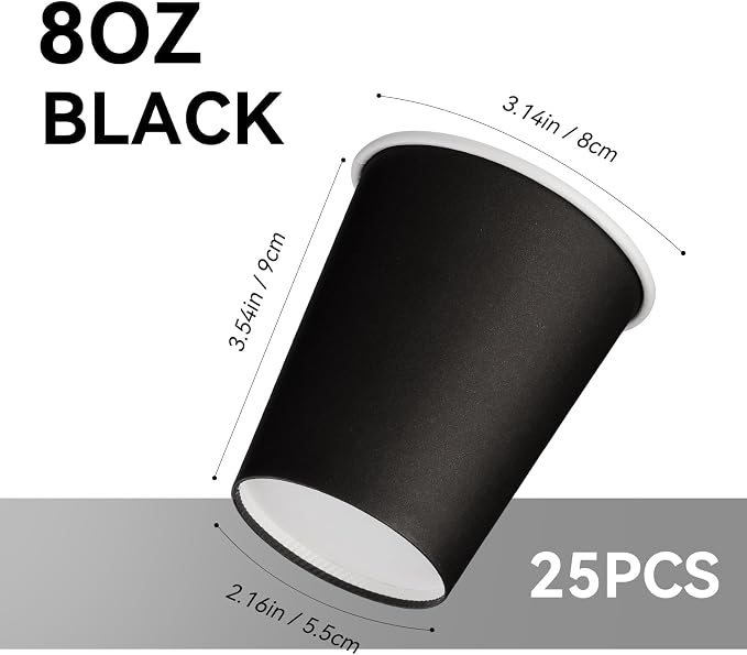 25 Pack 8 oz Disposable Paper Cups, Beverage Cups - Image 2