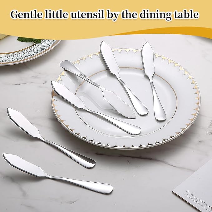Berglander Stainless Steel Butter Knives Set of 6Pcs, 5.7" Butter Spreader - Image 7