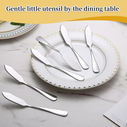 Berglander Stainless Steel Butter Knives Set of 6Pcs, 5.7" Butter Spreader - Image 7