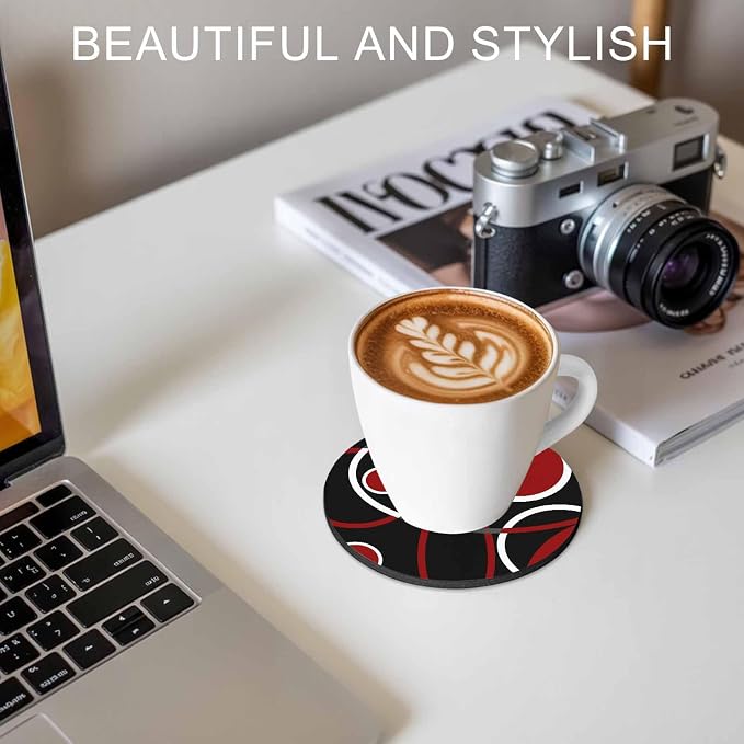 Black Red Coasters Set of 2, Non-Slip Cup Coaster Mat - Image 7