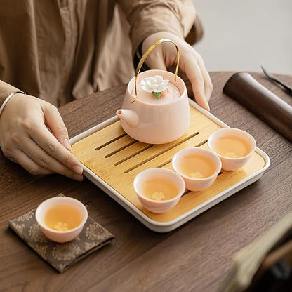 Japanese Porcelain Tea Set, 4 Tea Cups, 1 Tea Tray, - Image 2