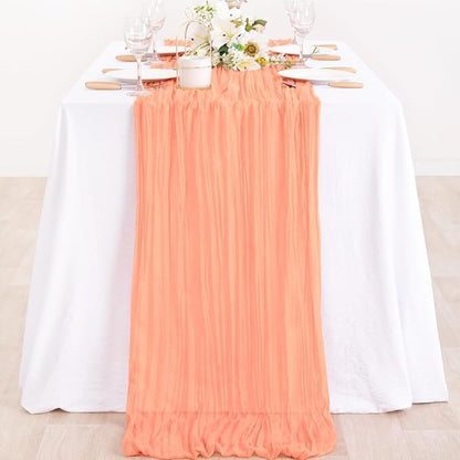 Peach Pink Gauze Cheesecloth Table Runner 10ft Sheer Dinning Decor | - Image 5