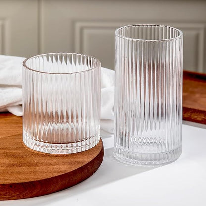 Ribbed Drinking Glasses 6pcs, 12oz and 10oz Glassware, Tumbler Glasses Cup Set - Image 9
