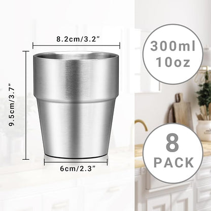 Drinking Glasses Set, 10 oz Insulated Tumbler, 8 Pack Double Wall Unbreakable - Image 2