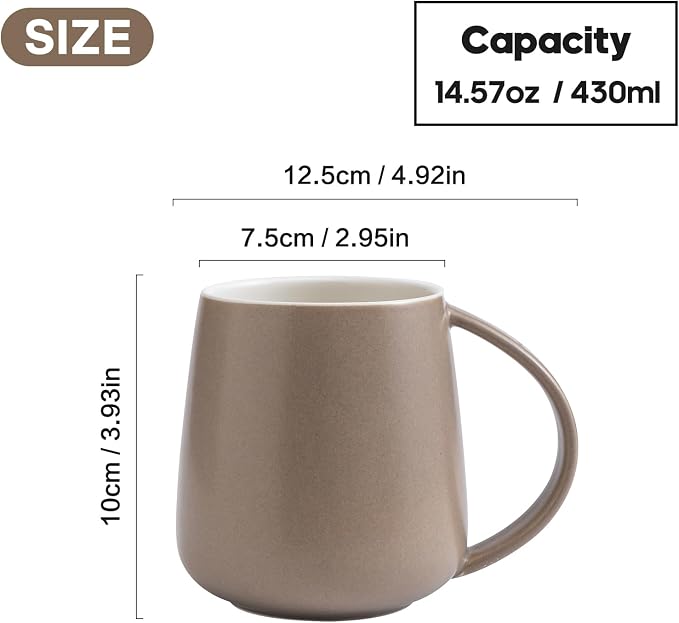 Eyoriza 15Oz Matte Ceramic Coffee Mug, Kahhi | Modern Large Coffee Cups Tea Cup - Image 2