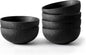Bowl Set of 6, 20.4 oz Matte Marble Pattern Stoneware Soup Bowls | Black by KINGSTONE