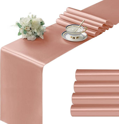 Manyshofu Rose Gold Satin Table Runner 12x72 by Manyshofu