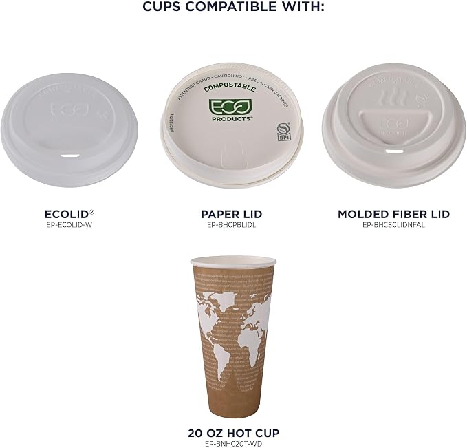 ECO PRODUCTS Compostable Disposable Insulated World Art 20oz Large Coffee Cups - Image 7
