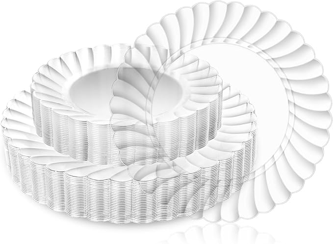 YOUBET 60PCS Clear Scalloped Plastic Plates by YOUBET