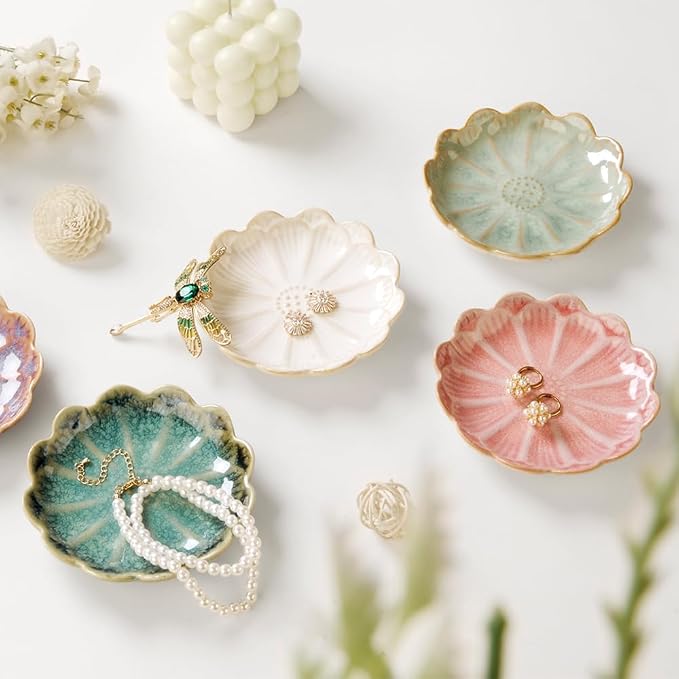 Lotus Ring Holder Dish Small Indoor Ash Tray, Ceramic Dessert Plate Trinket - Image 5