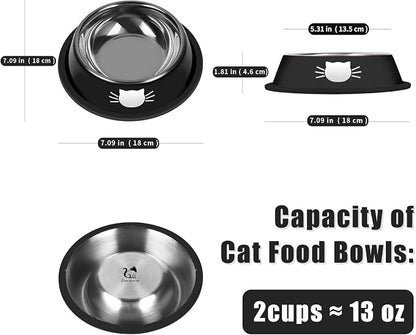 Serentive 2 Pcs Non-Slip Stainless Steel Small Cat Food Bowls - Image 2
