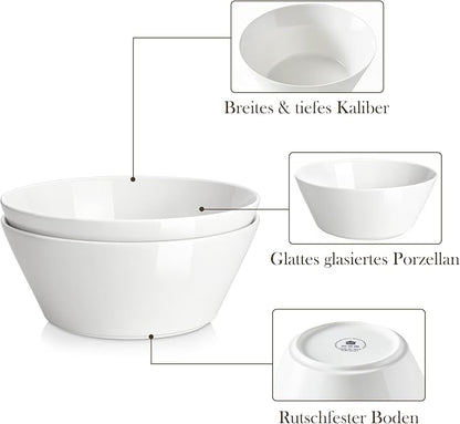 MALACASA 105 OZ Large Serving Bowls Ceramic Salad Soup Bowls Set of 2 | Deep - Image 6