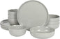 Gibson Home Oslo 12-Piece Porcelain Chip and Scratch Resistant Dinnerware Set, Grey,Service for 4