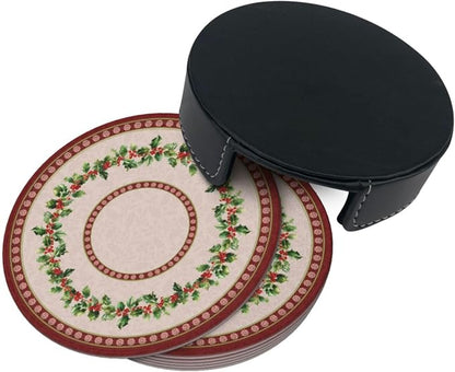 Vintage Christmas Holly Floral Berries Pattern Coasters - Image 7