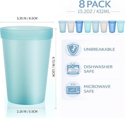 Blwan 8-Pack 15.2oz Plastic Cups, BPA-Free Reusable Drinking Cups, Unbreakable - Image 2