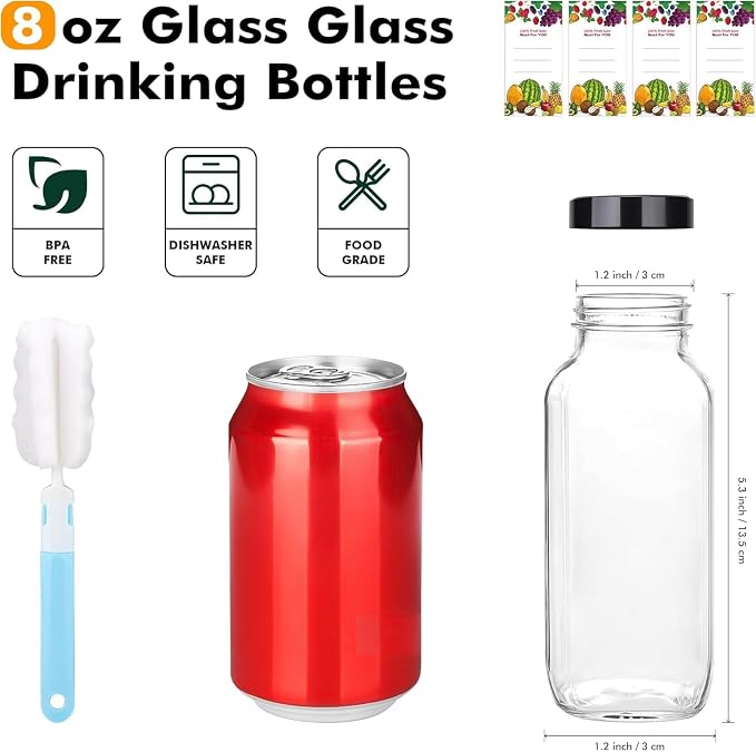 3 Pack 8 oz/250mL Glass Juice Bottles - Image 3