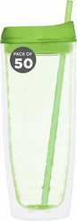 Custom Tall Orbit Acrylic Tumblers 20 oz. Set of 50, Personalized Bulk Pack - Perfect for Iced Coffee, Soda, Other Hot & Cold Beverages - Lime Green