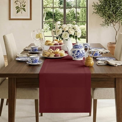 Classic Linen™ by D'Moksha Red Garnet Table Runner 132 Inches Long, 100% Pure by DMokshaHomes