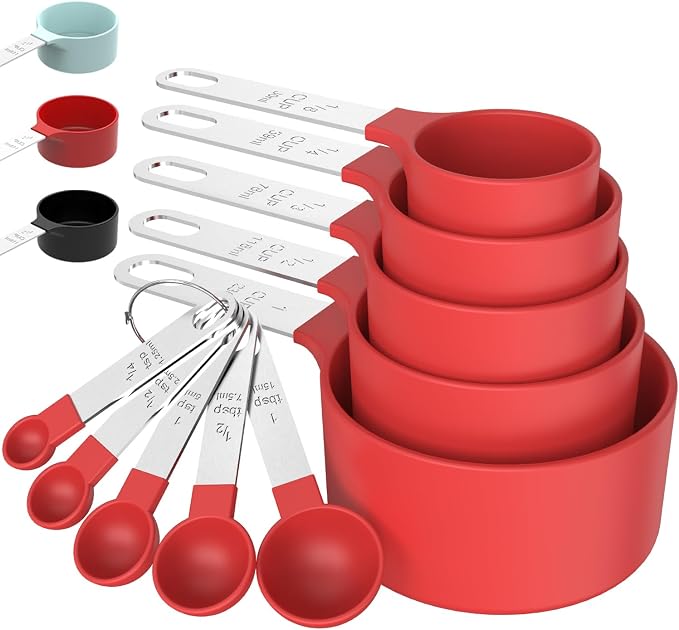 Measuring Cups & Spoons Set, Stackable Cups and Spoons | Nesting Measure Cups by TILUCKBringsGoodLuck