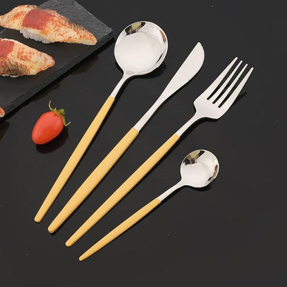 JASHII Flatware Set 24 Piece, Stainless Steel Silverware Set, Macaron Small - Image 6