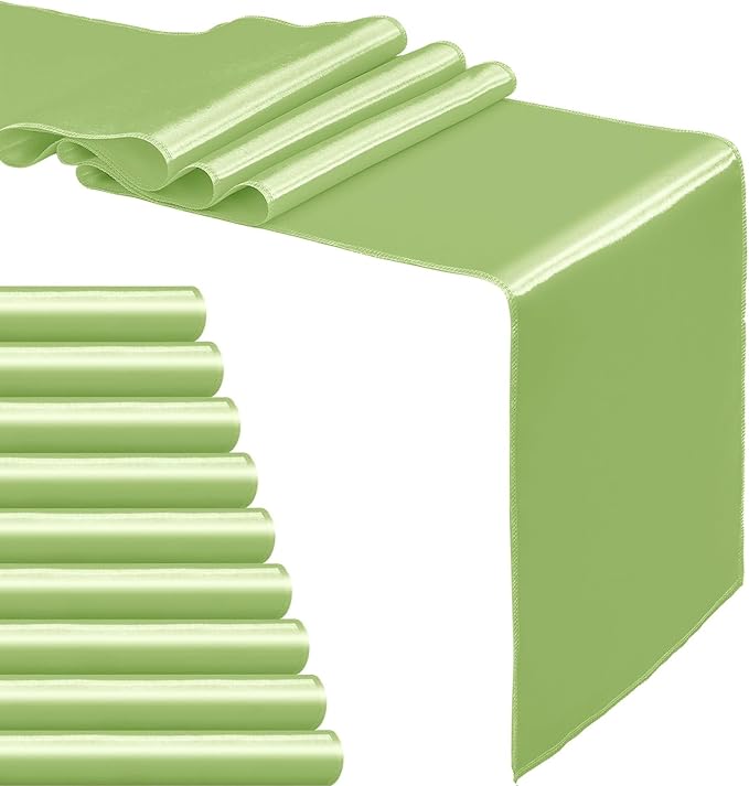 10-Pack Green Satin Table Runner 12 x 108 Inch Long Bright and Smooth Silk - Image 8