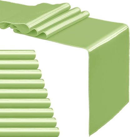 10-Pack Green Satin Table Runner 12 x 108 Inch Long Bright and Smooth Silk - Image 8