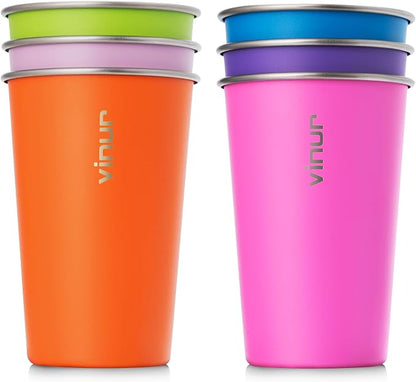 VINUR Stainless Steel Cups 16 oz Metal Drinking Glasses 6 Pcs | Stainless Steel by Vinur