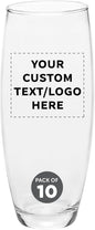 DISCOUNT PROMOS 10 ARC Stemless Champagne Flutes Set, 9 oz. - Customizable Text, Logo - Cachet, Glassware, Cocktails - Clear