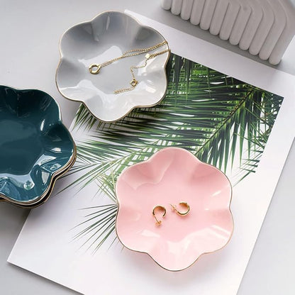 HANKOR 4.7 inch Small Ring Dish, Ceramic Jewelry Holder Tray, Gray Catch All Trinket Bowl for Keys Rings Earrings