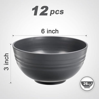 HEYCOME 12 Pcs Unbreakable Cereal Bowls Set, 26 Oz Wheat Straw Bowls Set - Image 2