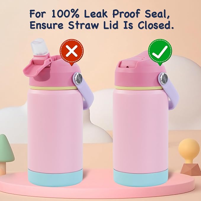 Kerilyn 12oz Kids Water Bottle 2 Pack, Stainless Steel Insulated Water Bottle - Image 6