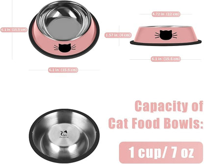 Serentive 2 Pcs Non-Slip Stainless Steel Small Cat Food Bowls - Image 2