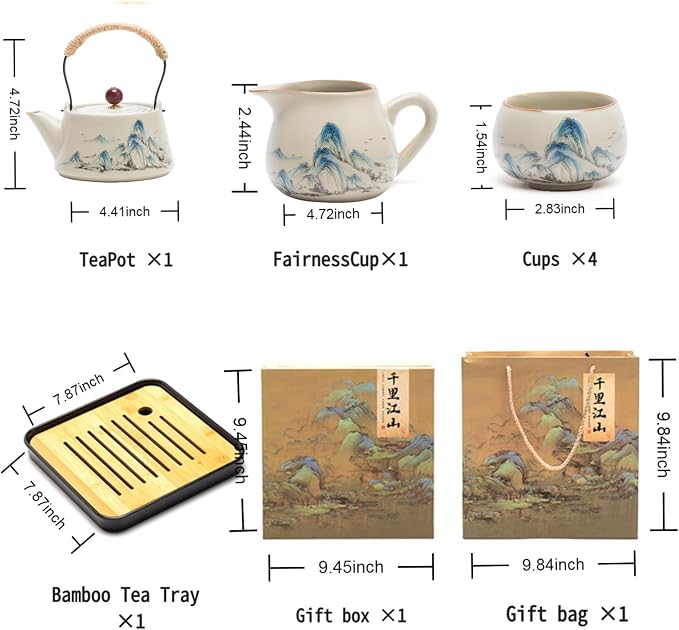 Chinese Gongfu Tea Set, 7-Piece Ceramic Set - Image 2