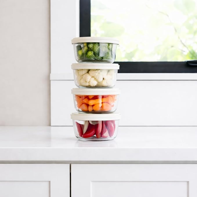 8-Piece Glass Food Storage Containers Set | 1-Cup, Leakproof | Microwave - Image 3