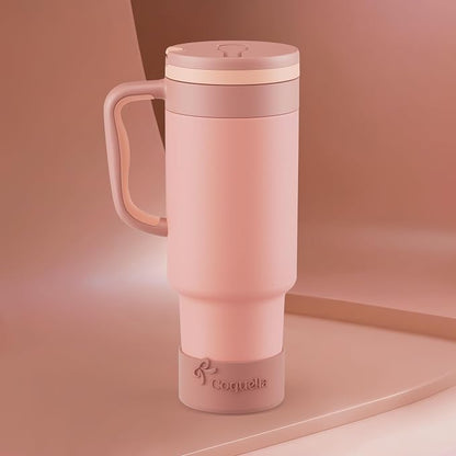 40 oz Insulated Tumbler with Handle and Push-Button Straw Lid, Stainless Steel - Image 2
