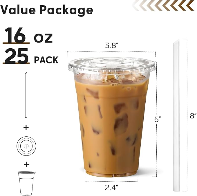 AOZITA 25 Pack - 16 oz Plastic Cups - Image 2