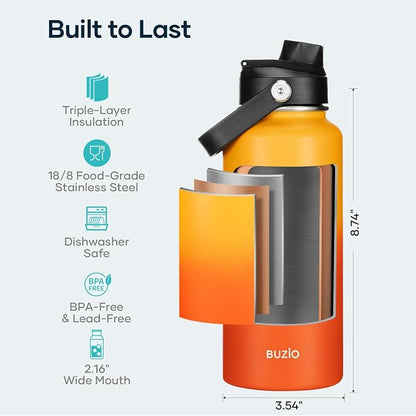 BUZIO Insulated Stainless Steel Water Bottle 32 oz - Image 4