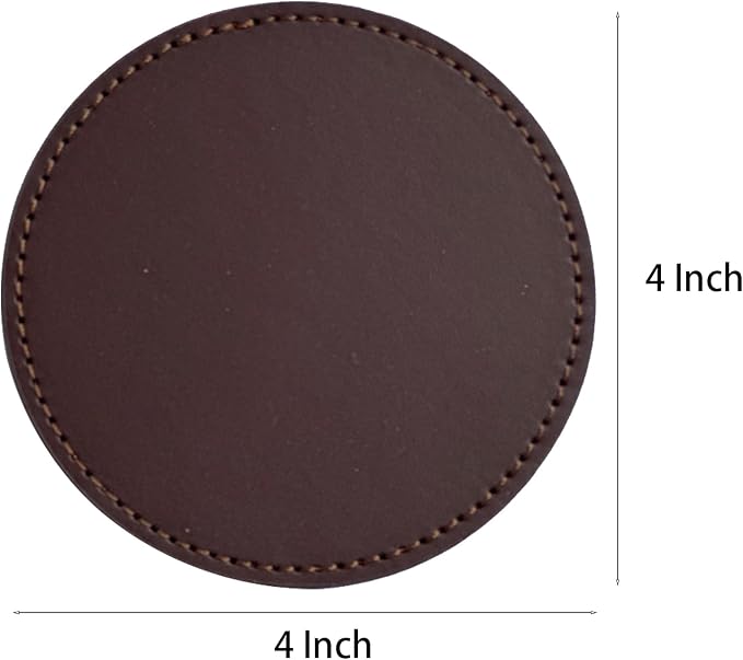 Set of 6 Leather Coasters, Round Coasters - Image 6