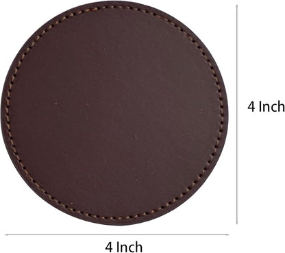 Set of 6 Leather Coasters, Round Coasters - Image 6