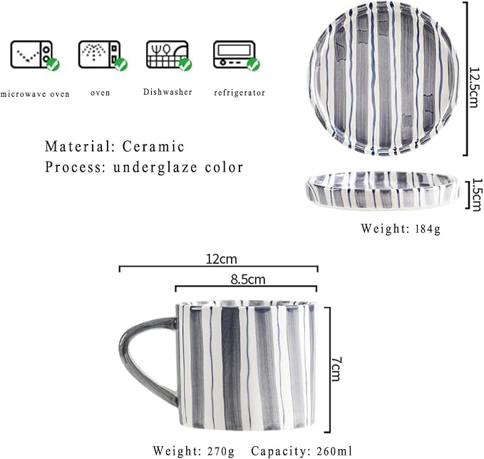 Espresso Cups Ceramic Coffee Mug Series European Striped Dot Coffee Cup And - Image 2