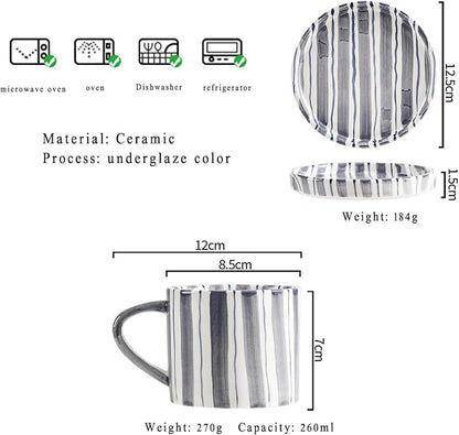 Espresso Cups Ceramic Coffee Mug Series European Striped Dot Coffee Cup And - Image 2