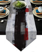 Modern Burlap Table Runner, Abstract Red and Black Art Table Runners by AILUER