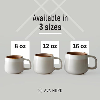 Ava Nord Stoneware Ceramic Coffee Mugs Set of 4 | 12 oz | Sage Ash | Lead-Free - Image 5