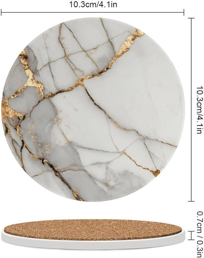 Minimalist White Marble Coasters Set of 4 Absorbent Coasters - Image 2