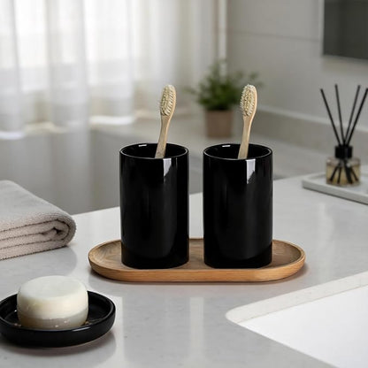 Gaolinci 2 Pcs Simple Solid Color Ceramic Mouthwash Cups, Bathroom Brushing Cup - Image 4