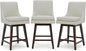 CHITA Counter Height Swivel Bar Stools Set of 3, FSC Certified Upholstered Faux Leather Barstool Chairs with Back, 26.8" H Seat Height, PU Leather in Creamy Grey