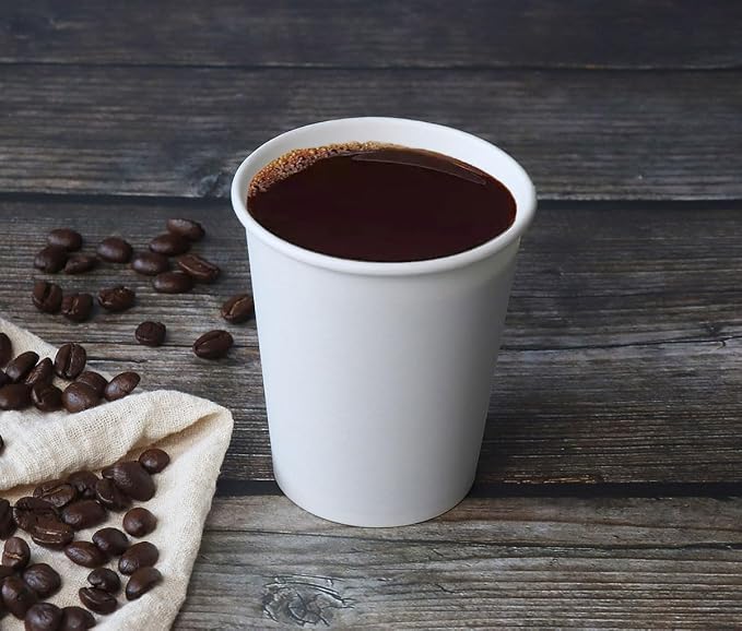 CantaGreen 200 Count 8 OZ Heavy-duty White Paper Coffee Cups, Disposable Hot - Image 3