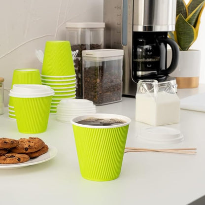 Restaurantware Ripple Wall Coffee Cups 500 Count 8 Ounce Insulated Eco Green - Image 10