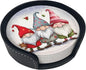 Christmas Three Gnomes Leather Coasters Set of 6 by Nameapo