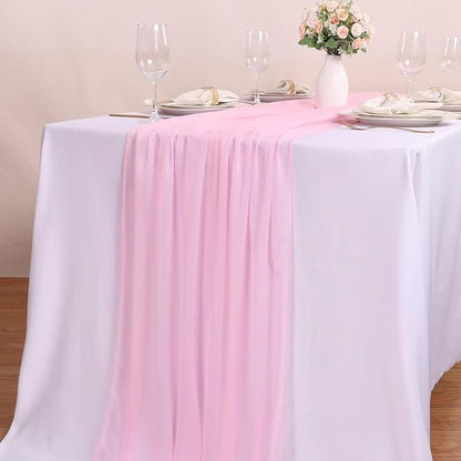 4 Pcs 10FT Blushing Pink Chiffon Table Runners 30x120 Inches Spring Boho Rustic - Image 6